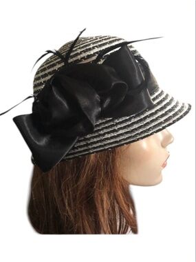 Vintage Black & White Straw Hat